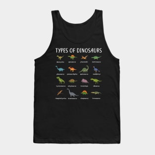 Kids Types Of Dinosaurs T Shirt Dino Identification Tee Tank Top